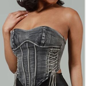 Gray Denim Corset Top